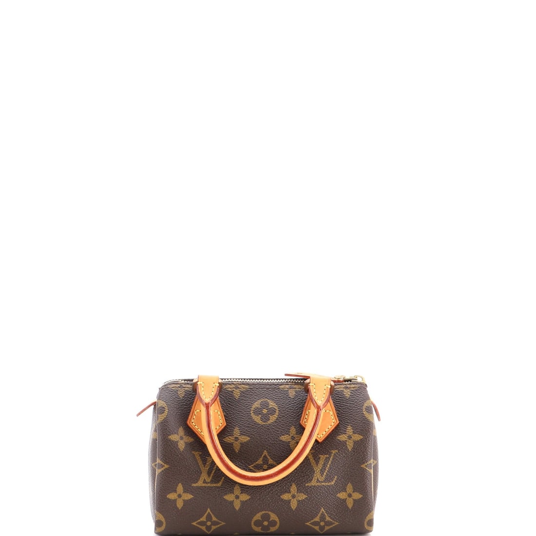 Louis Vuitton Speedy Mini HL Handbag Monogram Canvas: Built for the barest essentials, the Mini HL is an exercise in small shape more than a container, holding about what fits in a coat pocket. Its 6 in wide x 4 in high x 3 in deep frame rides high on a 