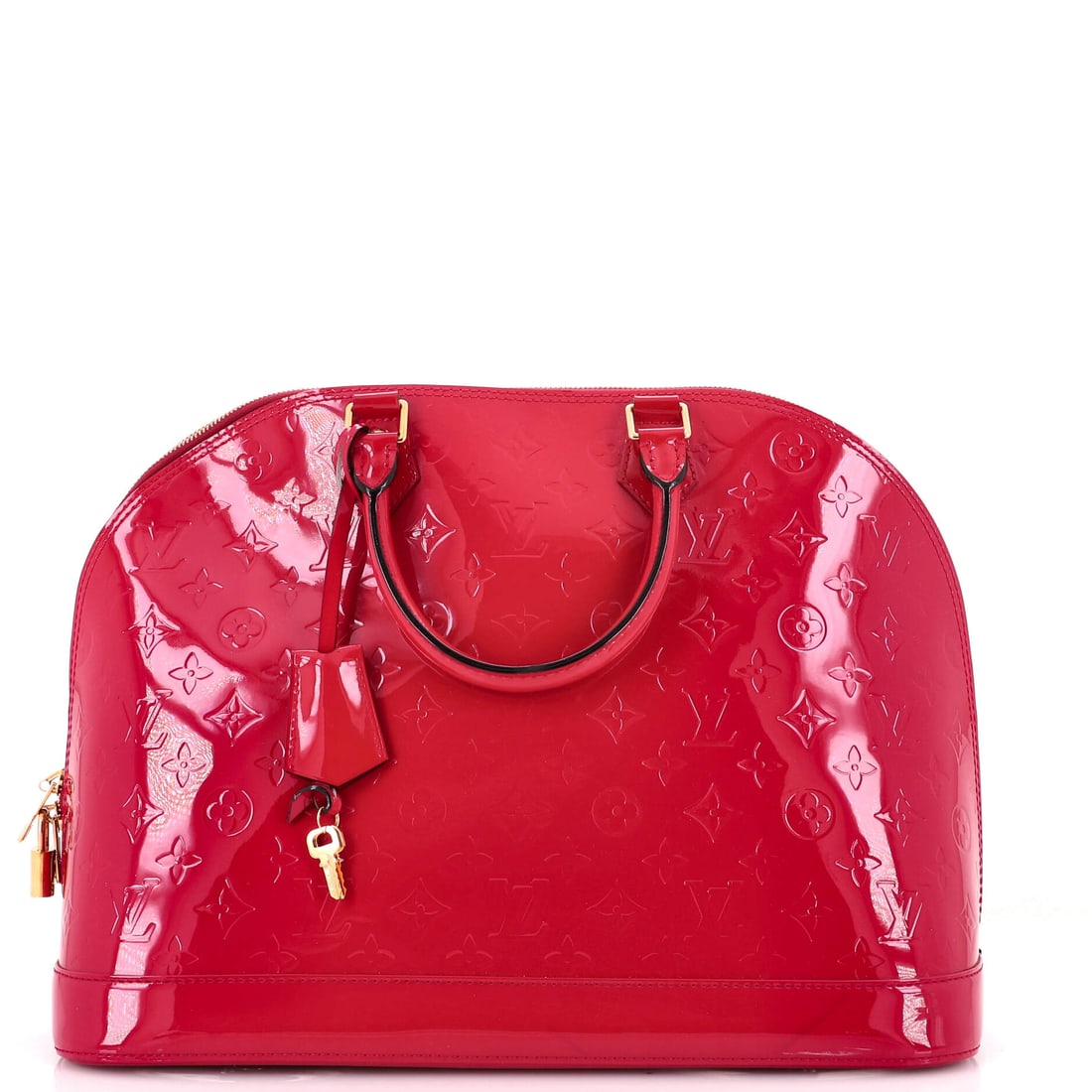 Louis Vuitton Alma Handbag Monogram Vernis: Size lands this Alma in the working category, 15 in wide by 11.5 in high by 7 in deep, enough for a laptop sleeve and a commute of everything else. A 4 in handle drop matches that, hand and arm carry 