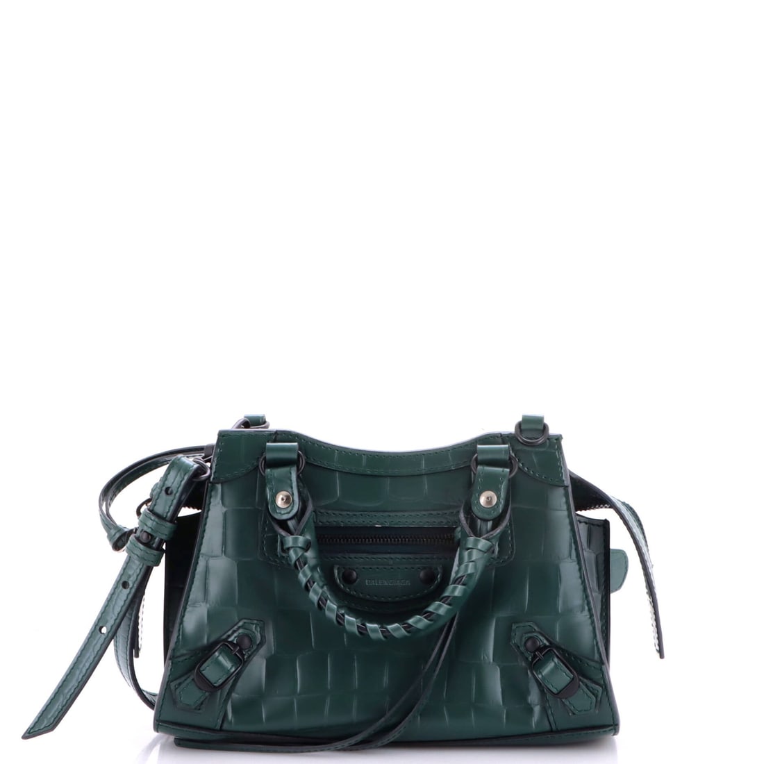 Balenciaga Neo Classic City Bag Crocodile Embossed Leather: Balenciaga reworked the City into the Neo Classic as a disciplined version of a bag that used to slouch, and the small format holds that structure at 8.5 in wide, 5.5 in high and 3.5 in deep. Maison g