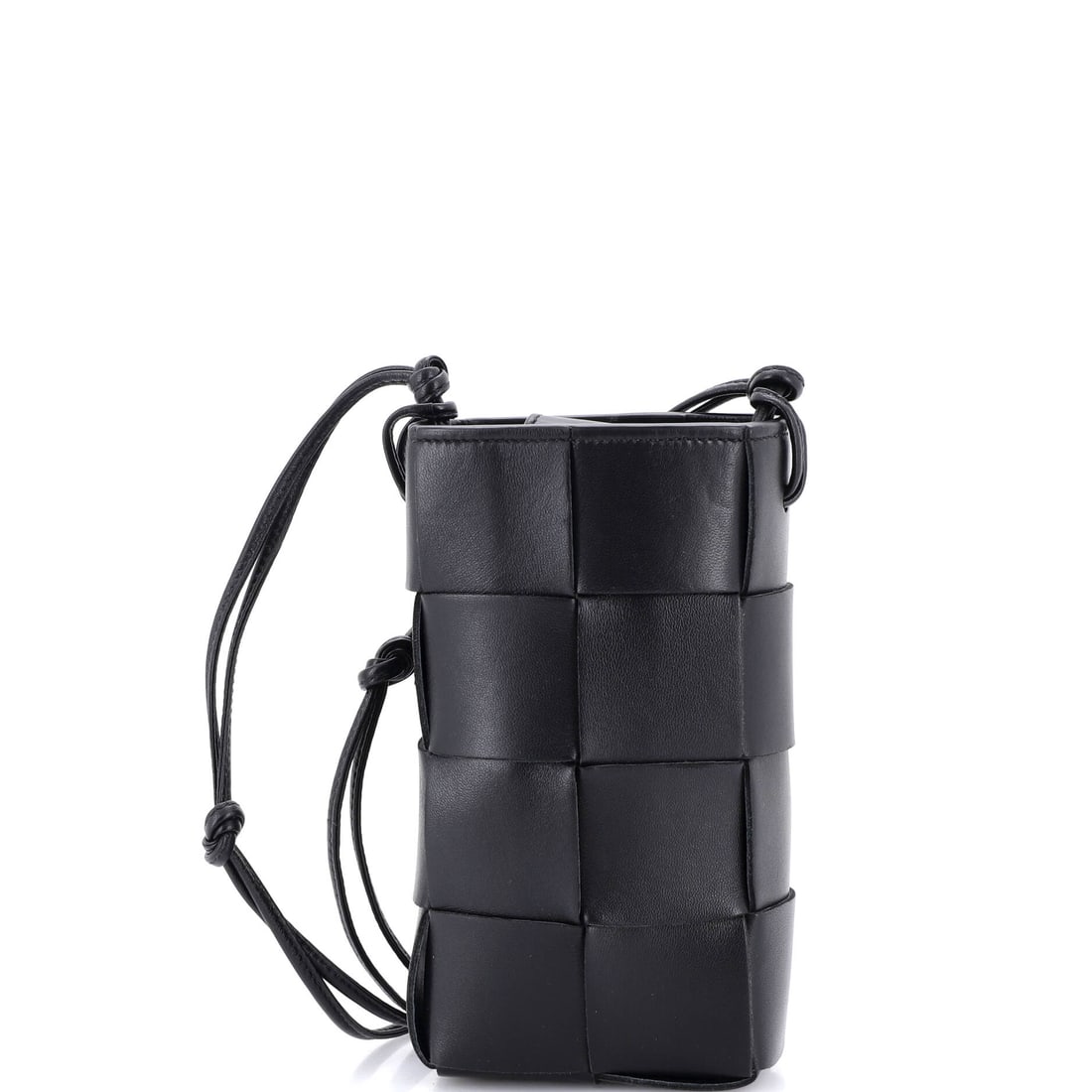 Bottega Veneta Cassette Phone Holder Crossbody Bag Maxi Intrecciato Leather: Sitting at the small end of a bag rotation, this one covers the errands where a phone and a card are the whole load. Vertical proportions of 3.5 in wide, 7 in high and 2 in deep keep it flush to the