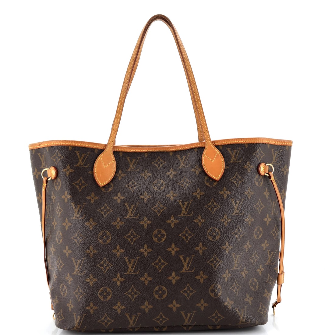 Louis Vuitton Neverfull NM Tote Monogram Canvas: Neverfull NM names the updated cut, and its slightly tapered profile shows clearly at 12.5 in wide x 11 in high x 7 in deep. Open at the top with no closure to negotiate, it works as a market bag, a g