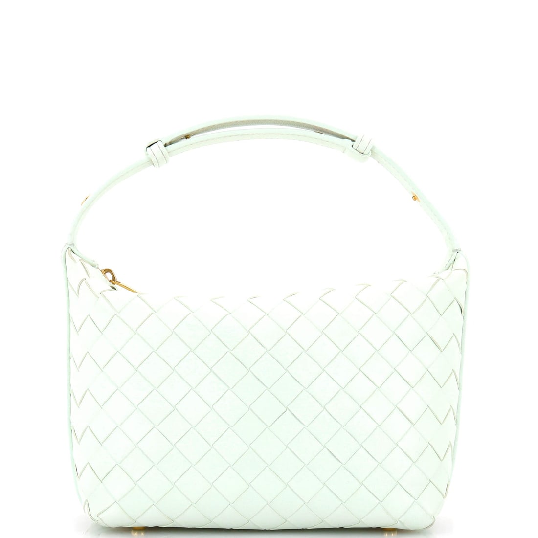 Bottega Veneta Wallace Shoulder Bag Intrecciato Nappa: Weave scale is what Bottega collectors judge first, and the Wallace shows it across a low 8 in wide x 5.5 in high x 4 in deep body. Nappa handled this softly stays pliable to the touch while the depth