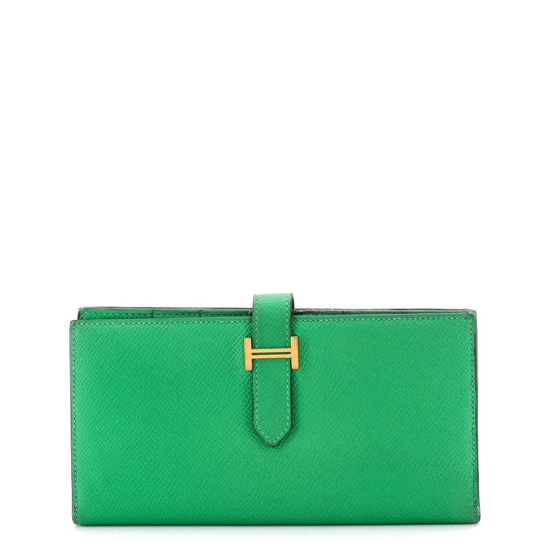 Hermes Bearn Wallet Epsom: Bearn separates itself from Hermes' other long wallets through restraint, with the clasp standing as the only ornament on the exterior. At 7 in wide x 3.5 in high x 1 in deep it lands in full long-wal