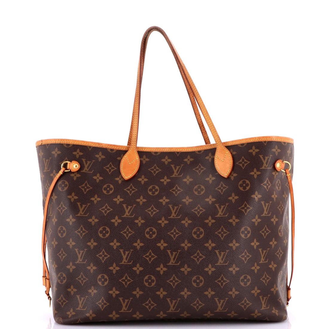 Louis Vuitton Neverfull NM Tote Monogram Canvas: Anyone already carrying a mid-size tote will read this as the travel size, 16 in wide x 12.5 in high x 8 in deep of open canvas. At that scale it becomes the bag that holds the other bags on a flight.