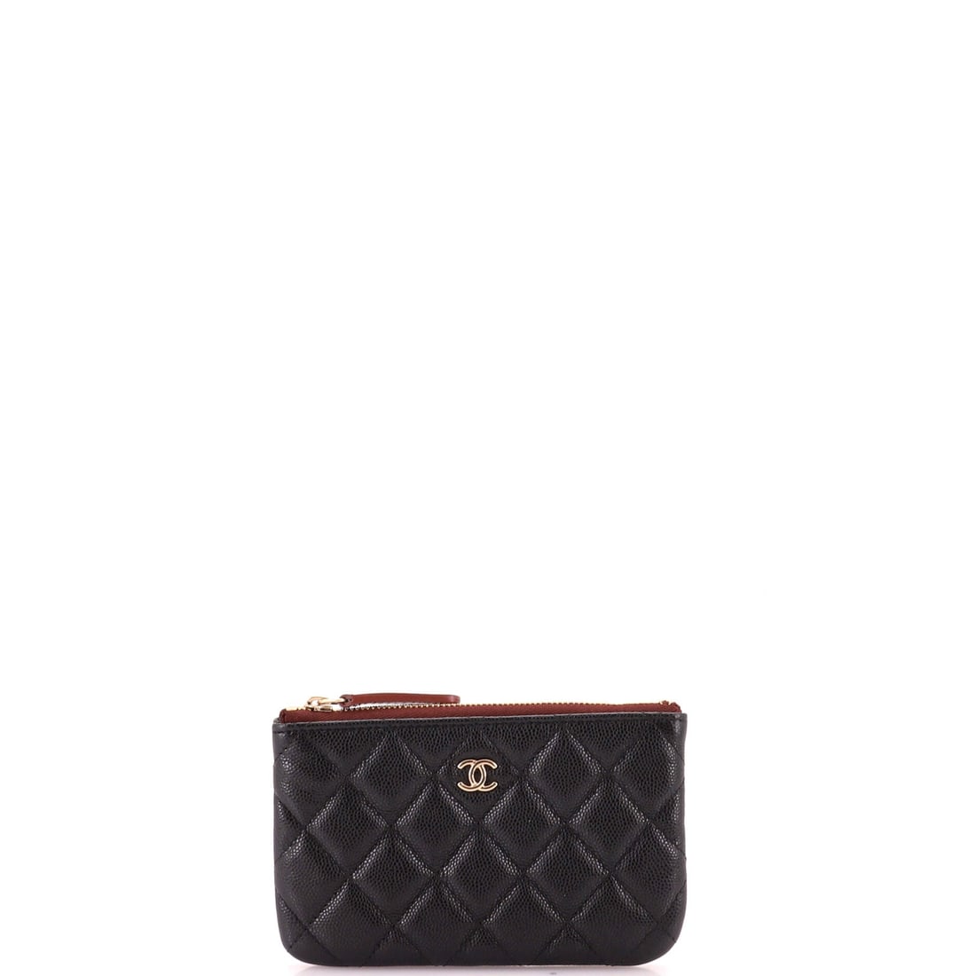 Chanel Classic O Case Pouch Quilted Caviar: Flat, rectangular and small, the O Case is quilting reduced to its simplest outline. At 5.5 in wide x 3.5 in high x 1 in deep it fits cards, a lipstick and a key inside a larger bag, or travels alone 