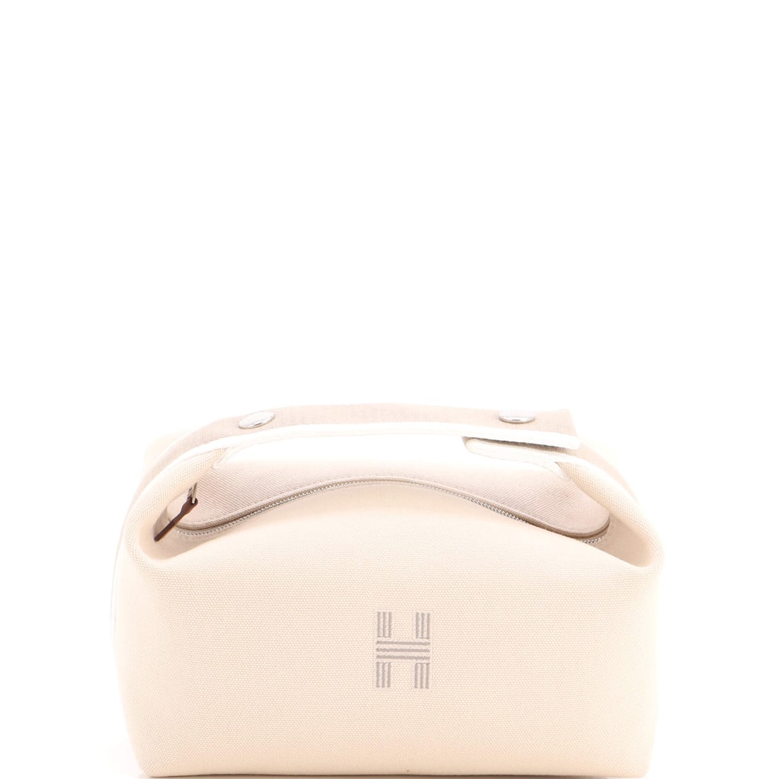 Hermes Bride-A-Brac Travel Case Toile: Bride-A-Brac has a steady audience among buyers who use Hermes toile for travel rather than display, and this one measures 8 in wide x 5 in high x 4.5 in deep. Toile holds the weight down on a case wi