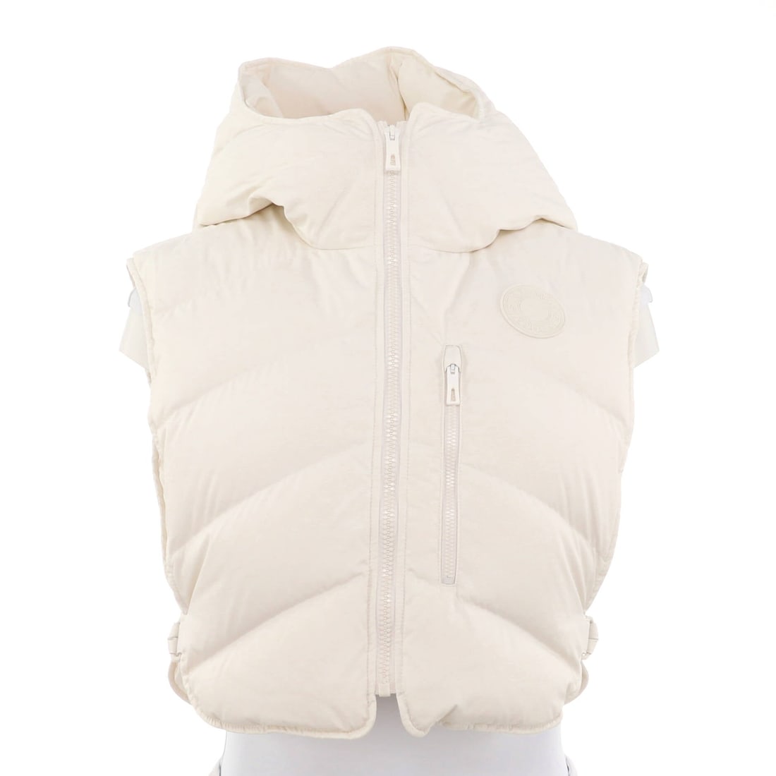 Hermes Women's Hooded Puffer Zip Vest Quilted Polyester with Down (1 of 5)