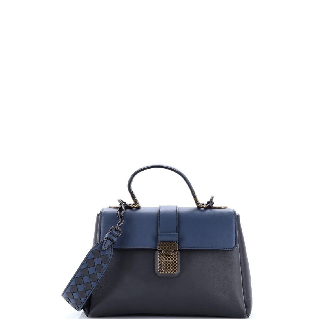 Bottega Veneta Piazza Top Handle Bag Leather with Intrecciato Detail: Piazza sets a top handle on a structured leather body and saves the Intrecciato for detail rather than the whole surface, so the weave works as trim. Proportions of 9.5 in wide x 6.5 in high x 3.5 in 