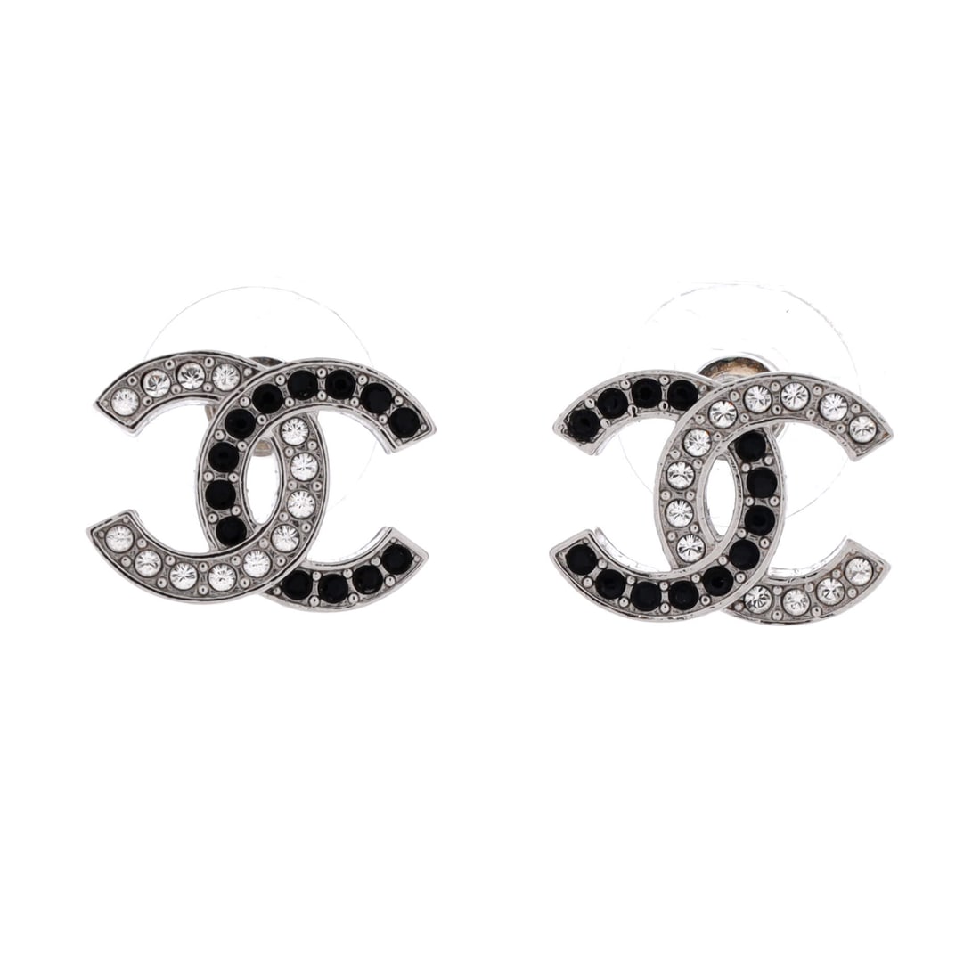 Chanel CC Stud Earrings Metal with Crystals (1 of 3)