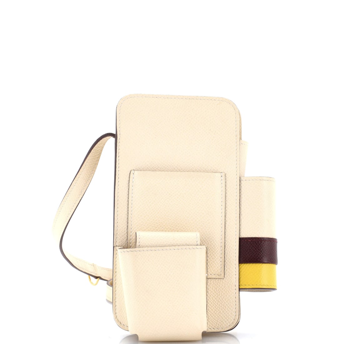 Hermes Hermesway Phone Case Crossbody Bag Epsom: Two panels of Epsom and one long strap make up the whole of the Hermesway, a phone case built for wearing on the body. Measured at 3 in wide, 6.5 in high, only 1 in deep, this is the narrower cut,