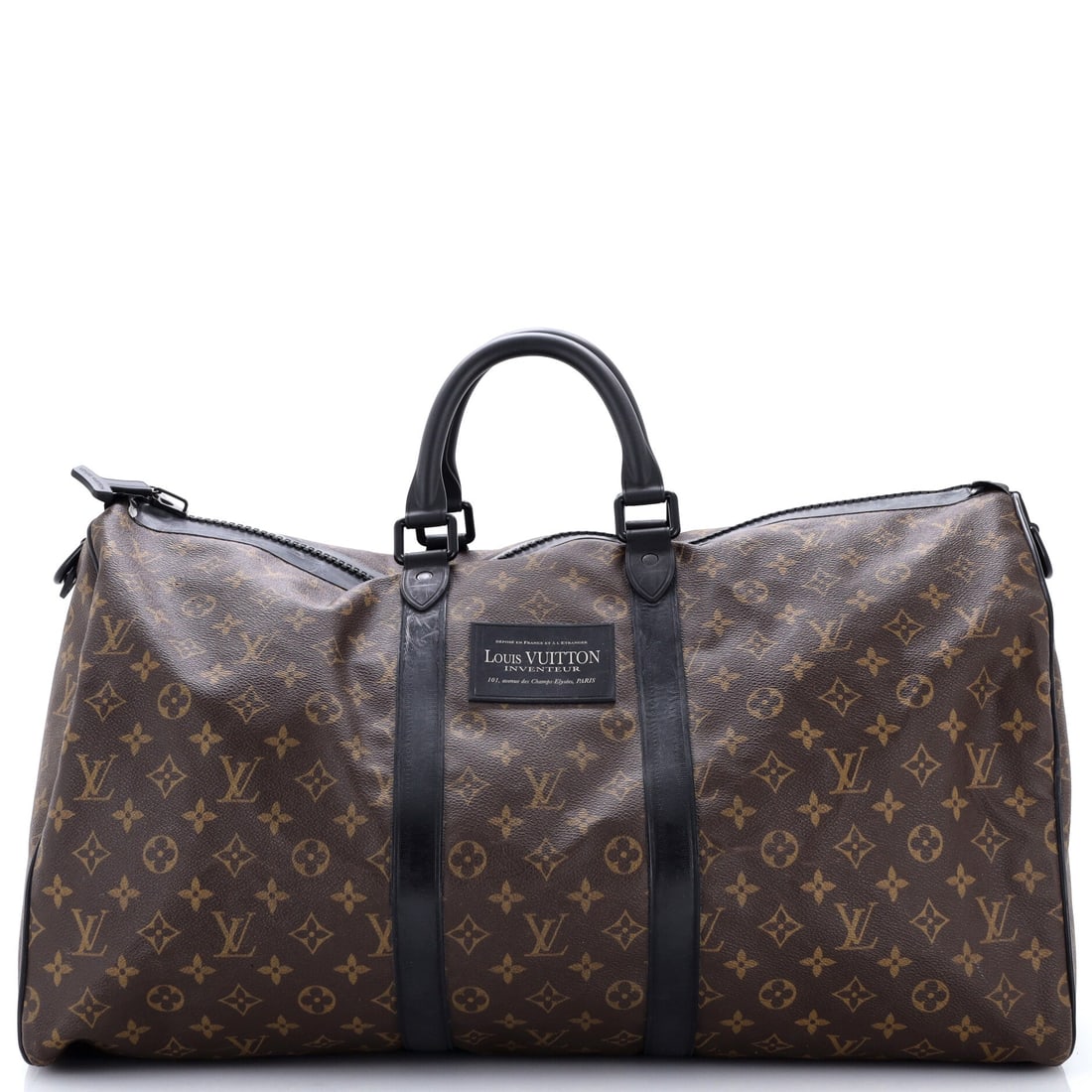 Louis Vuitton Waterproof Keepall Bandouliere Bag Monogram Canvas: Bandouliere means the removable shoulder strap, adjustable across 11-21 in so a duffle 22 in wide can be slung or taken up by the 4 in handles. The waterproof build is the notable part, aimed at trave