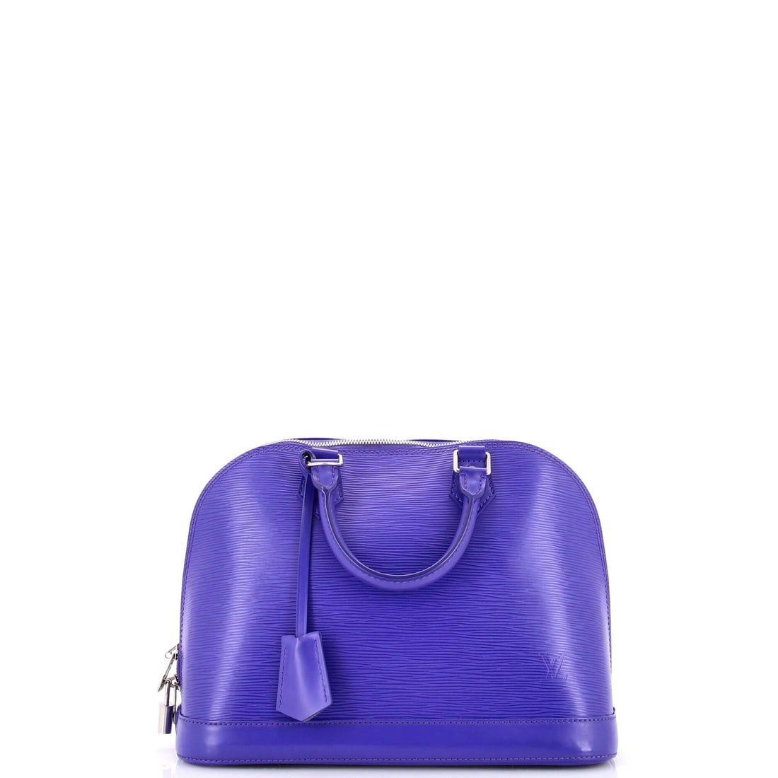 Louis Vuitton Alma Handbag Epi Leather: A domed shell with the zip running the length of the top and down both sides, which is how the Alma opens flat and closes into a hard shape. Epi grain does the structural work, holding 12 in wide x 9 
