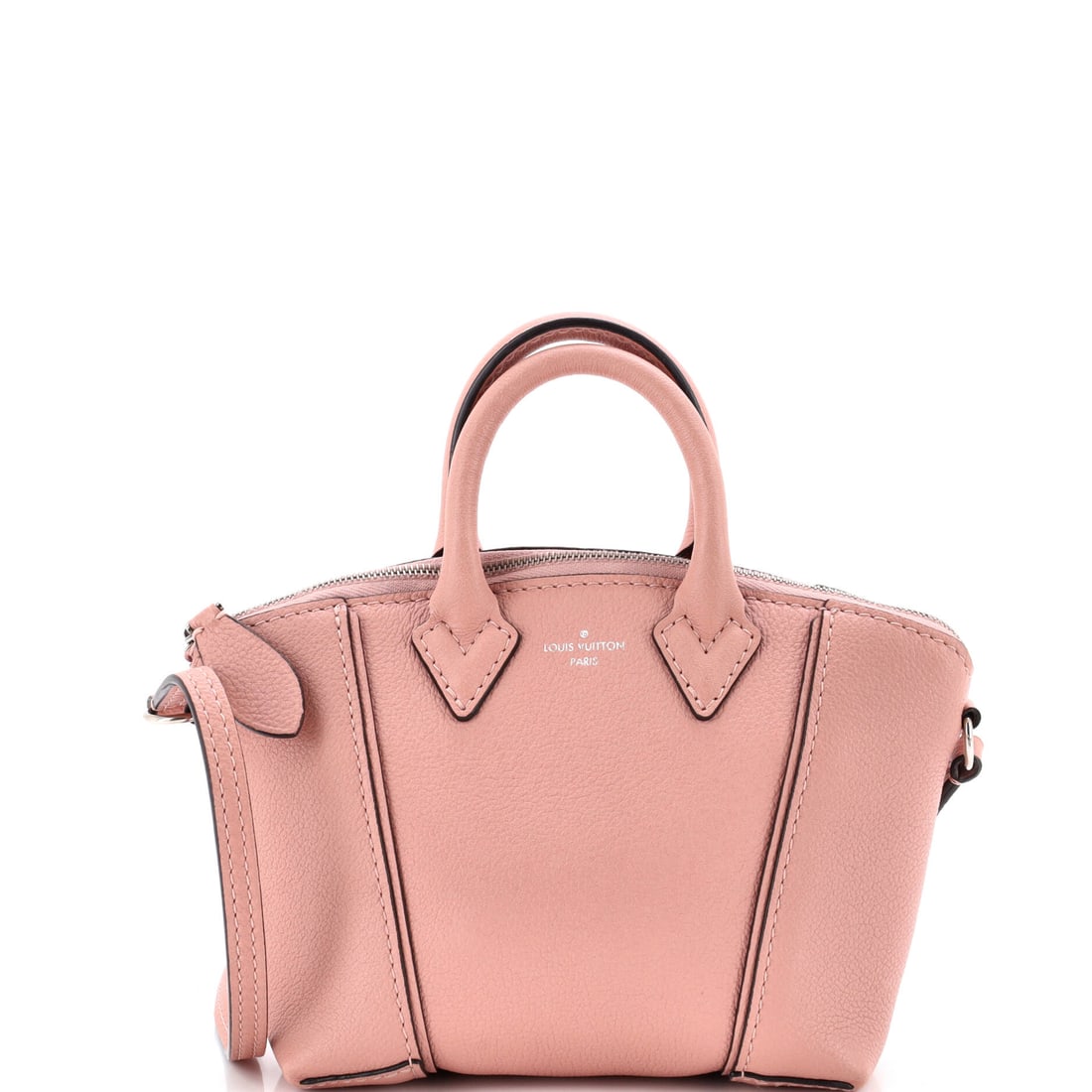 Louis Vuitton Soft Lockit Handbag Leather: Soft Lockit is the relaxed reading of the Lockit shape, and at 6 in wide x 5 in high x 2.5 in deep this is the miniature of it. Leather rather than canvas is the separator, giving the sides a