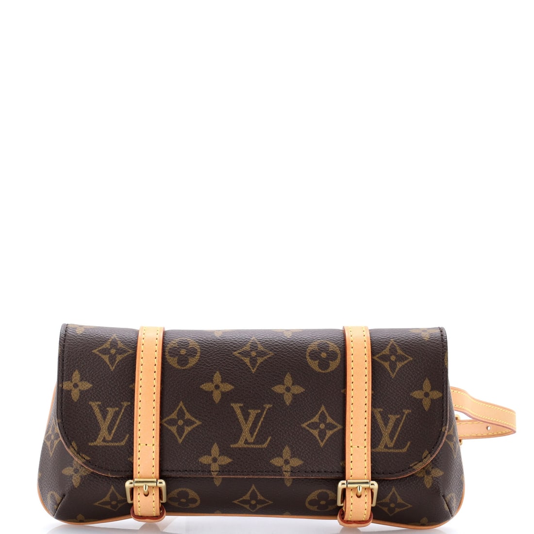Louis Vuitton Marelle Waist Bag Monogram Canvas: Waist bags live or die on how flat they sit, and 1 in of depth behind a 10 in by 5 in face is about as flat as a Monogram canvas panel gets. The belt adjusts across 11.5-14.5 in, covering a waist or a