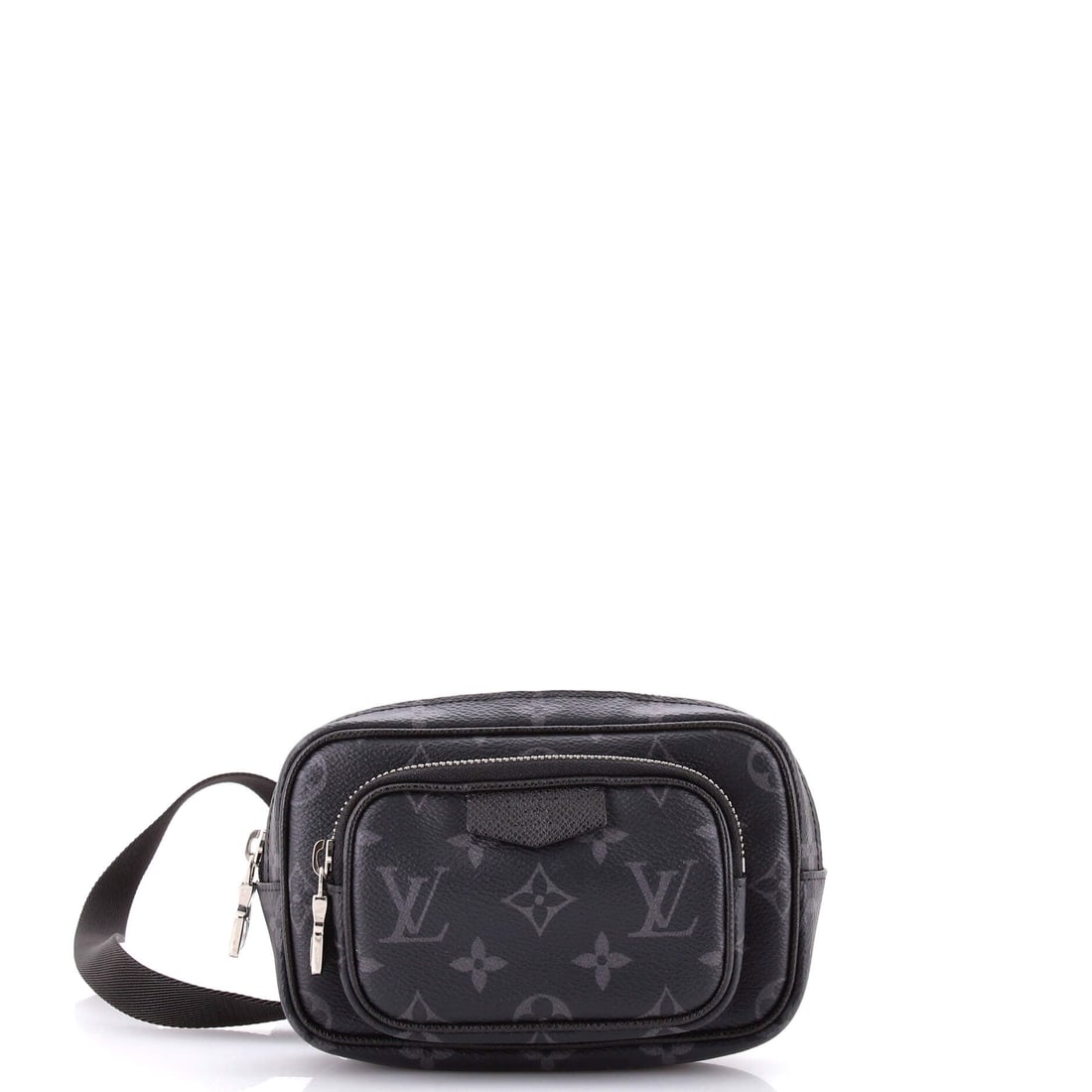 Louis Vuitton Outdoor Pouch Monogram Taigarama: Taigarama is the treatment people look for on the Outdoor line, a Monogram carried on Taiga leather instead of coated canvas. The pouch is small by intent, 6.5 in wide, 3.5 in high and 3 in deep, and 