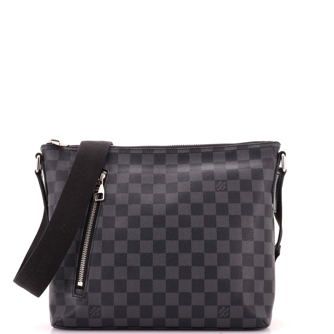 Louis Vuitton Mick Messenger Bag Damier Graphite: Mick in the compact size drops the messenger to 11 in wide x 10 in high x 3 in deep, a change that alters what the bag is for and not only how it looks. Both carry options survive the shrink, with han