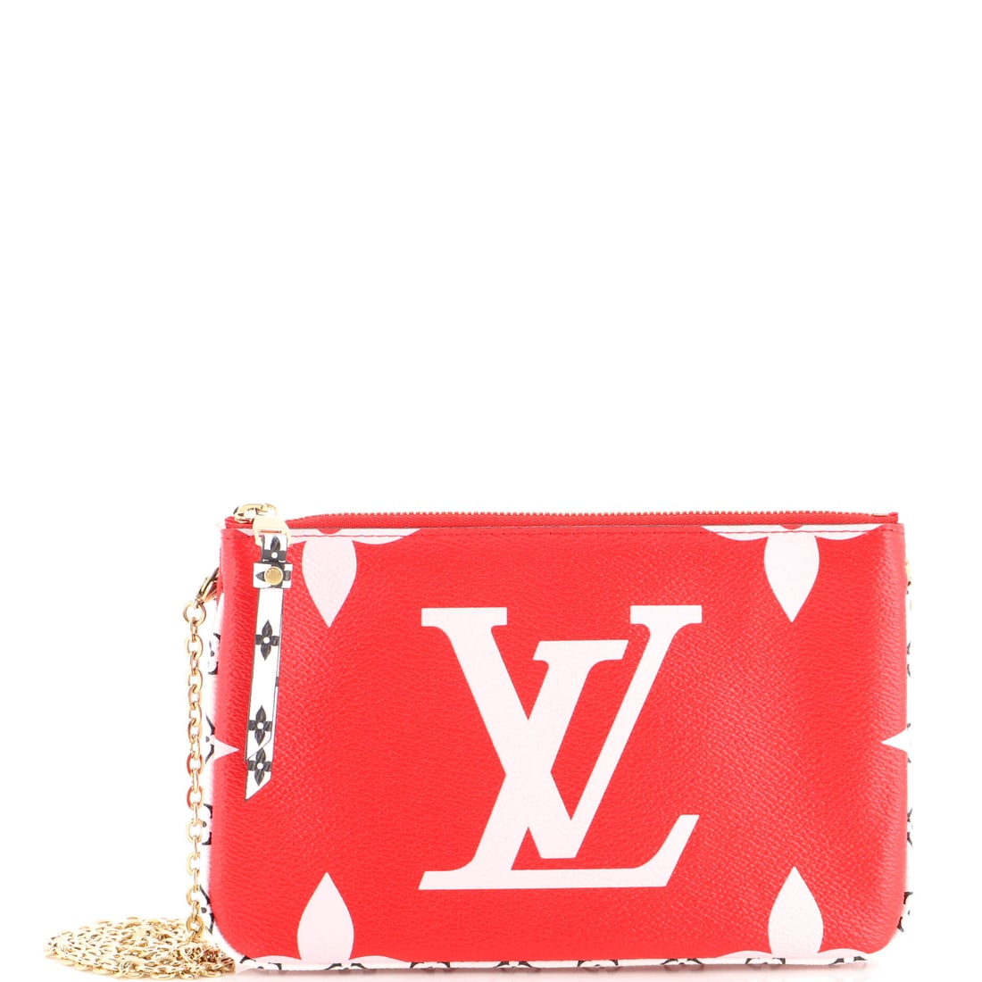 Louis Vuitton Double Zip Pochette Limited Edition Colored Monogram Giant: Stacked zip compartments define the Double Zip Pochette, two pockets front to back that keep a small bag sorted with no interior maze. Giant monogram blows the print up so the pattern lands as blocks 