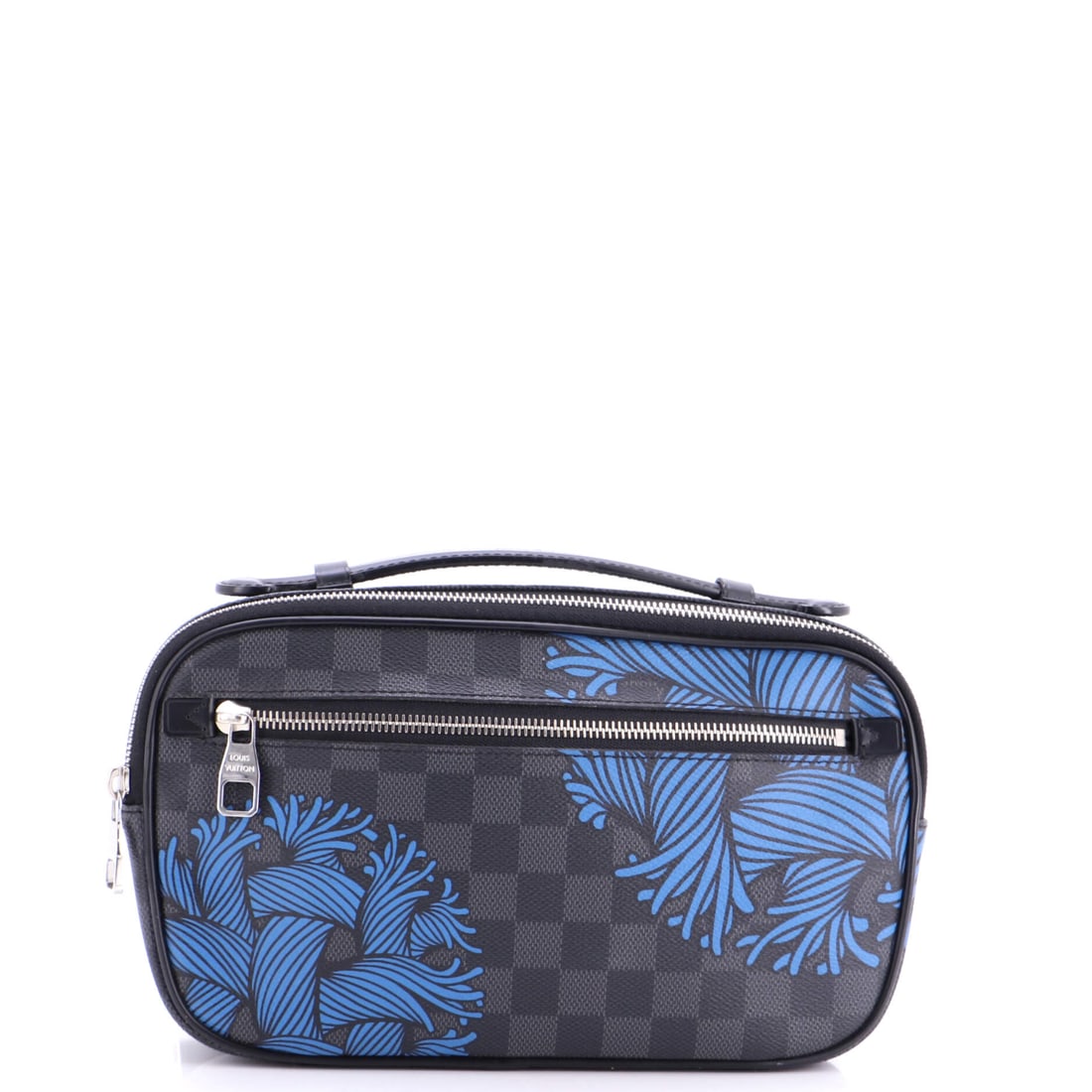 Louis Vuitton Ambler Waist Bag Limited Edition Nemeth Damier Graphite: Damier Graphite gives a waist bag a low-contrast ground, and the limited edition Nemeth print sits over it as the graphic argument of the piece. The Ambler measures 10.5 in wide by 7 in high, 2 in dee