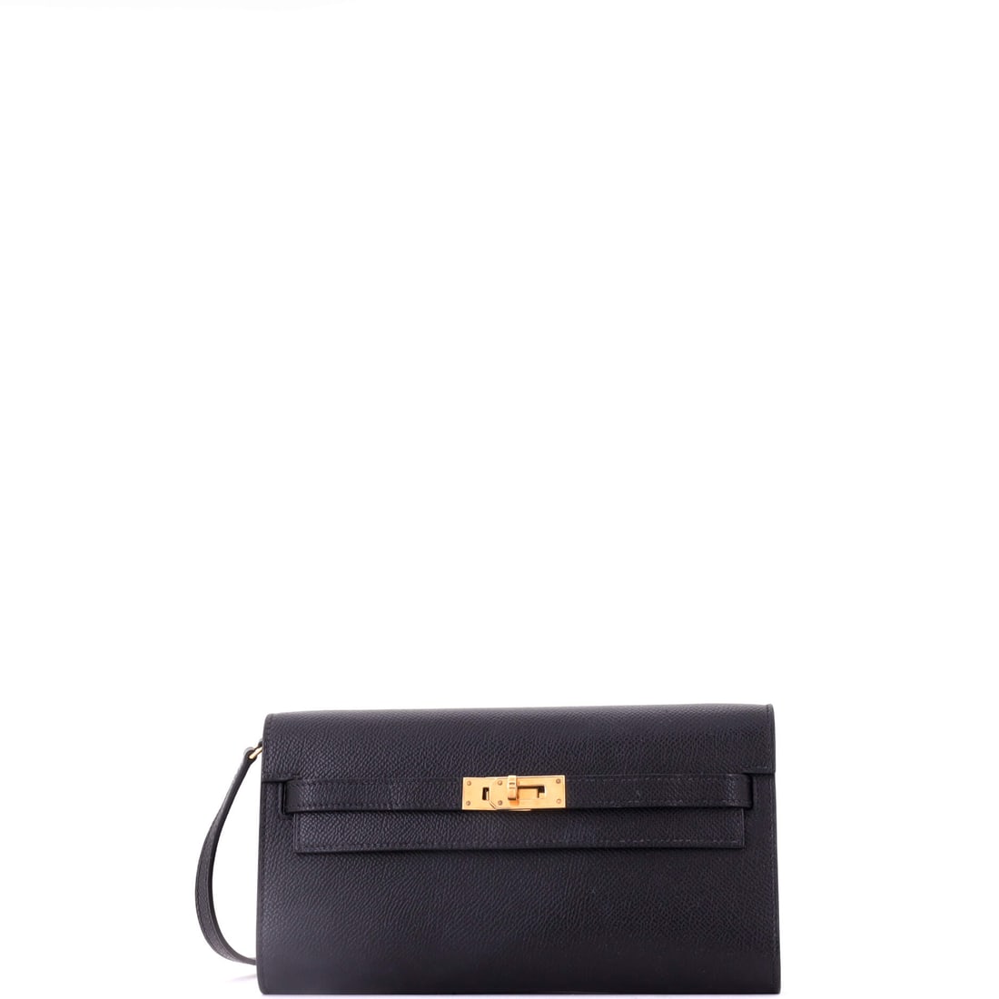 Hermes Kelly To Go Wallet Epsom: Epsom's embossed grain is what keeps this flat 8 x 4.5 in wallet from bowing when the slots are full; structure comes from the leather, not from a lining. Dropped 21 in on its strap it wears crossbody