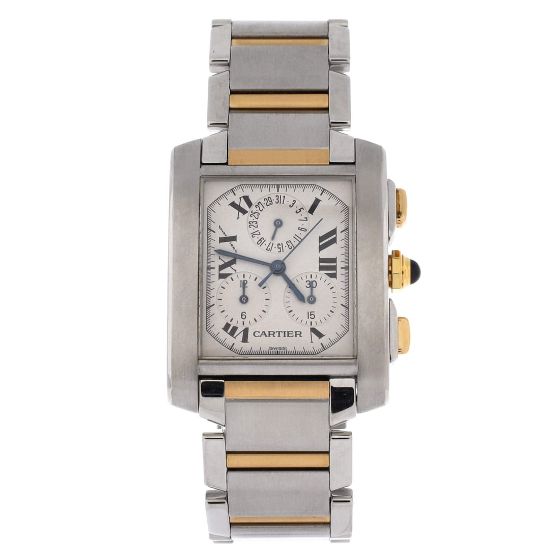 Cartier Tank Francaise Chronoflex Chronograph Quartz Watch Stainless Steel and Yellow Gold (1 of 4)