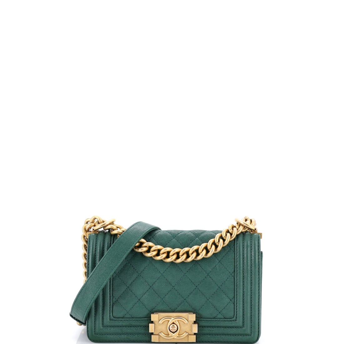Chanel Boy Flap Bag Quilted Caviar: Caviar is the practical choice in this line, since pebbled grain shrugs off the scuffs that show instantly on lamb while keeping the quilting sharp. The 8 by 5 by 3 inch footprint is the size most peo
