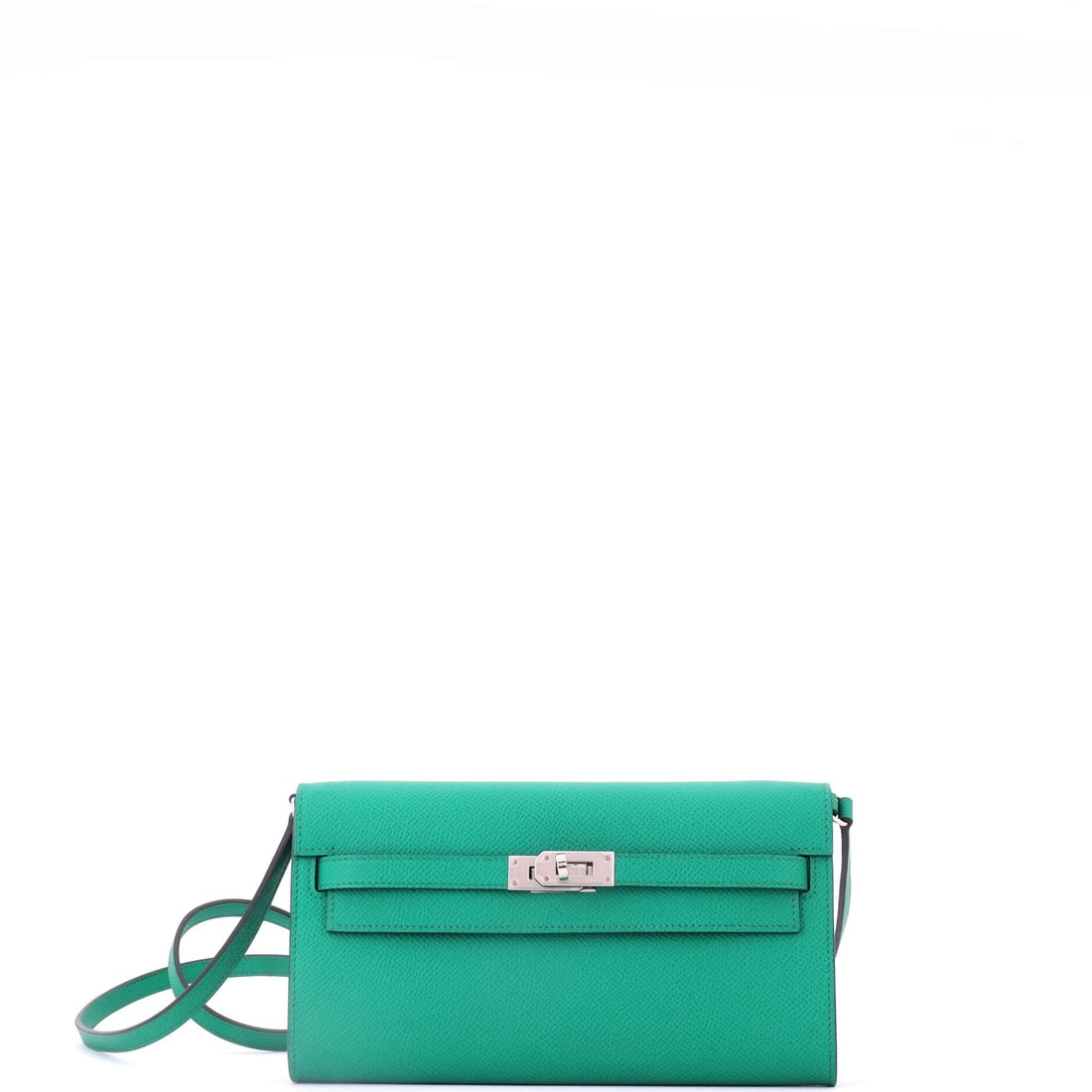 Hermes Kelly To Go Wallet Epsom: Flat, rectangular and 1 in deep, this wallet reads more like an envelope than a bag until the 21 in strap goes on and moves it to the hip. Epsom draws its structure from its own grain, which is why th