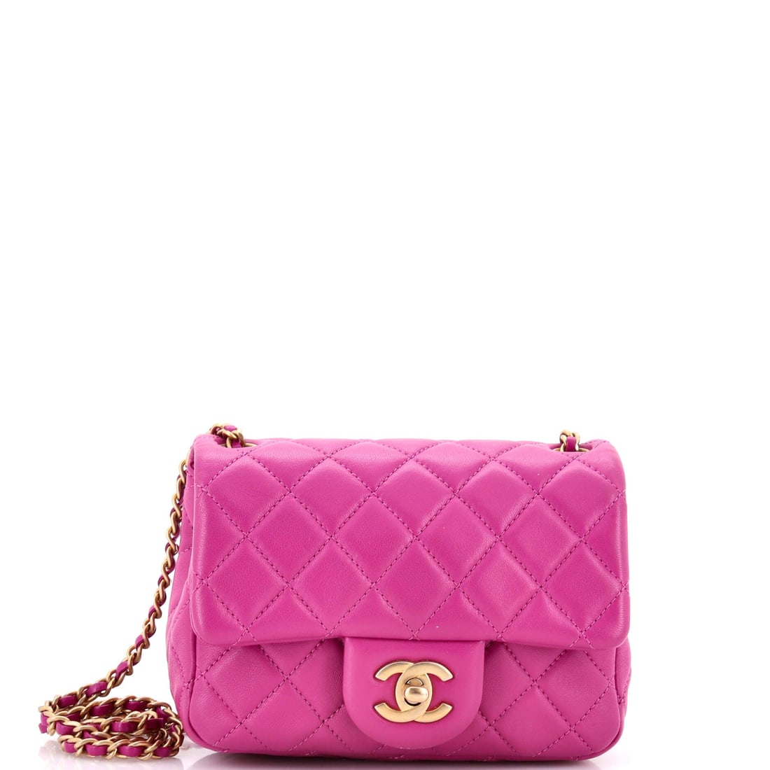 Chanel Pearl Crush Square Flap Bag Quilted Lambskin: The square cut gives this Pearl Crush flap three inches of depth, which is genuine capacity by the line's standards. At 6.5 inches wide it stays small in outline while swallowing more than a flat flap
