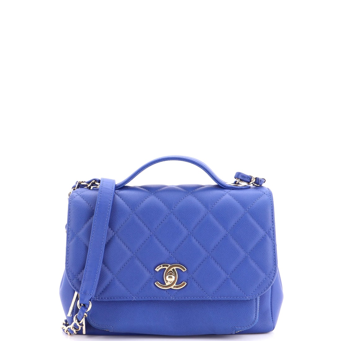 Chanel Business Affinity Flap Bag Quilted Caviar: Quilted caviar and a squared body make this Business Affinity the sturdier answer to a lambskin flap. At W 8.5 x H 6.5 x D 3 in it lands mid-range for the model, taking a phone, a long wallet and the 