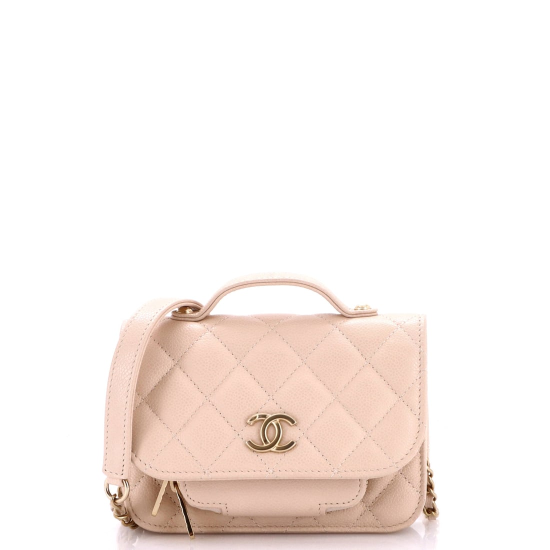 Chanel Business Affinity Flap Clutch with Chain Quilted Caviar: Caviar quilting, a single flap and a chain: the Business Affinity clutch is the least fussy thing in the line, and the grained leather keeps the fold from creasing. Carried by hand it reads as a clean