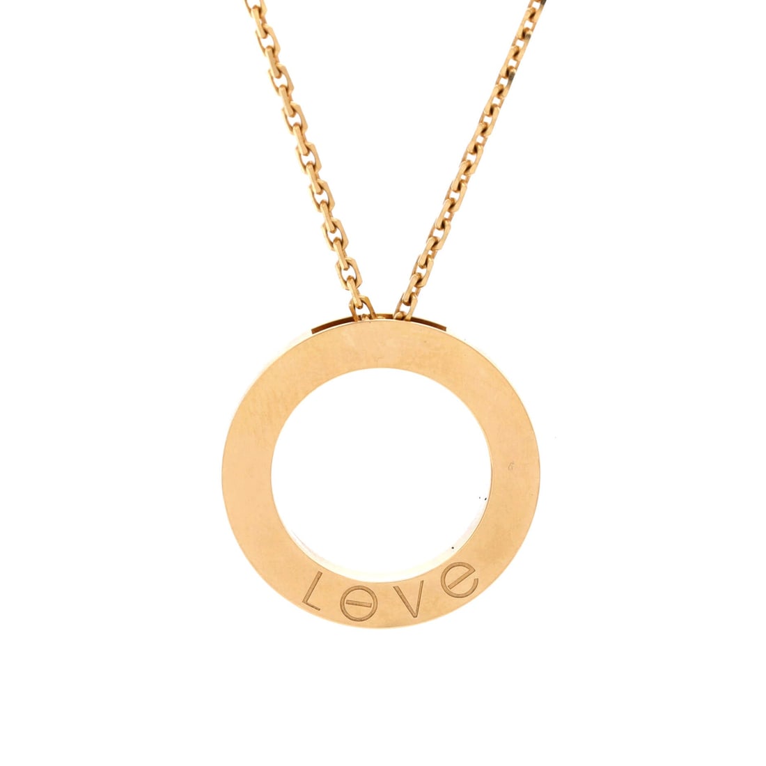 Cartier 3 Diamonds Love Pendant Necklace 18K Yellow Gold and Diamonds: At 23.45 mm the three-diamond Love pendant is close to double the plaque of the standard version, and on a fixed 16.25 inch chain it lands as a deliberate statement. Three diamonds break the screw seq
