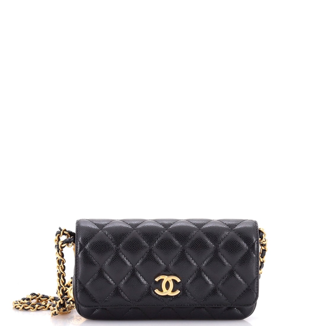 Chanel Twist Your Buttons Flap Clutch with Chain Quilted Caviar: As a clutch with chain, the format offers both hands free or a hand-held silhouette, on a 6.5 x 5 x 2 in caviar shell. The twist-button closure carries more visual weight than a plain turnlock, which 