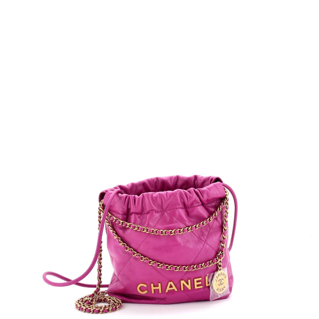 Chanel 22 Chain Hobo Quilted Calfskin: At 8 by 7.5 in, this is the small 22 carrying more front surface than most, enough for the oversized quilting to land properly across the calfskin. The 2.5 in depth holds daily essentials upright rath