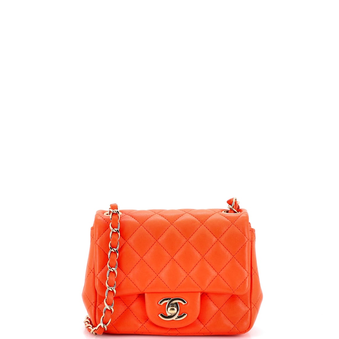 Chanel Square Classic Single Flap Bag Quilted Lambskin: At 6 inches wide this is the smallest of the quilted lambskin squares in the sale, and it reads accordingly, evening first and errands second. The chain doubles to a 9 inch drop or extends to 21 inche