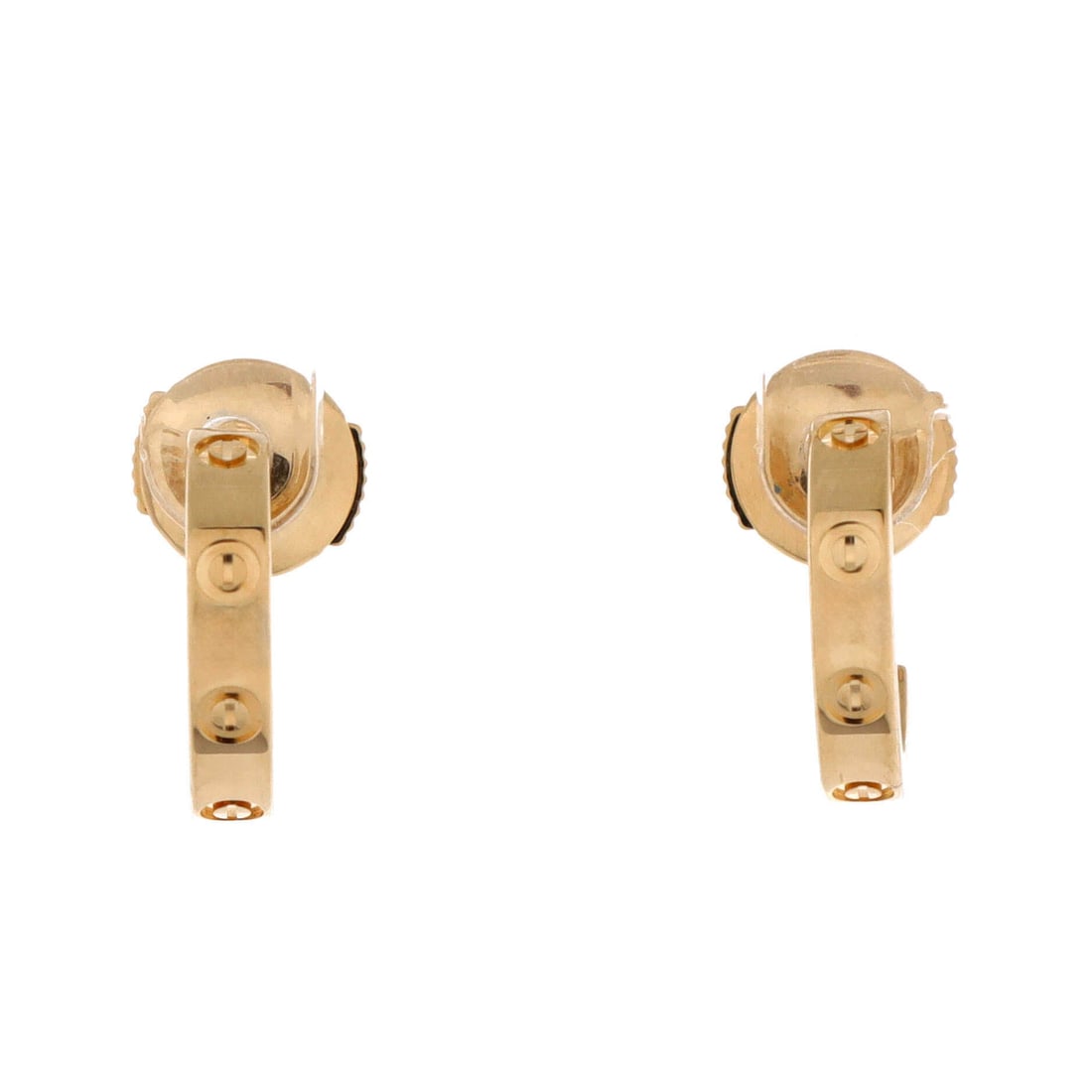 Cartier Love Hoop Earrings 18K Yellow Gold: The screw heads circle a 2.65 mm band on these yellow gold hoops, which drop 12.6 mm and sit snug to the lobe. Scale is the appeal: enough of the Love motif to be recognized, not enough to dominate. G