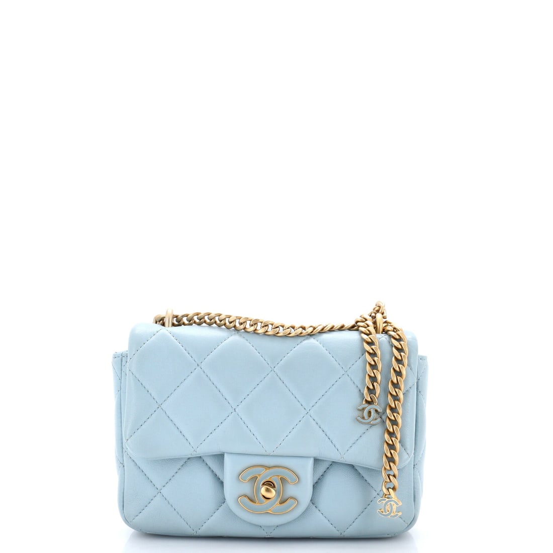 Chanel Pending CC Square Flap Bag Quilted Lambskin: Pending CC hardware reads as a softer, more graphic take on the double C, and on a square flap it has room to be seen. Quilted lambskin and a square cut keep the body disciplined where the closure is 