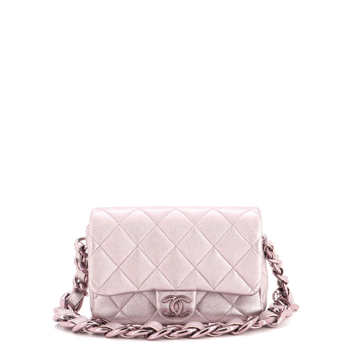 Chanel Funky Town Flap Bag Quilted Lambskin: Funky Town takes Chanel's quilting into a lighter register, soft lambskin panels reading plush rather than architectural. It is a flap bag first, with the closure and chain doing the familiar work, bu