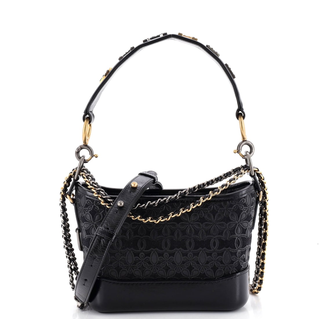 Chanel Gabrielle Hobo with Logo Handle Laser Cut Calfskin and Wool Felt (1 of 6)