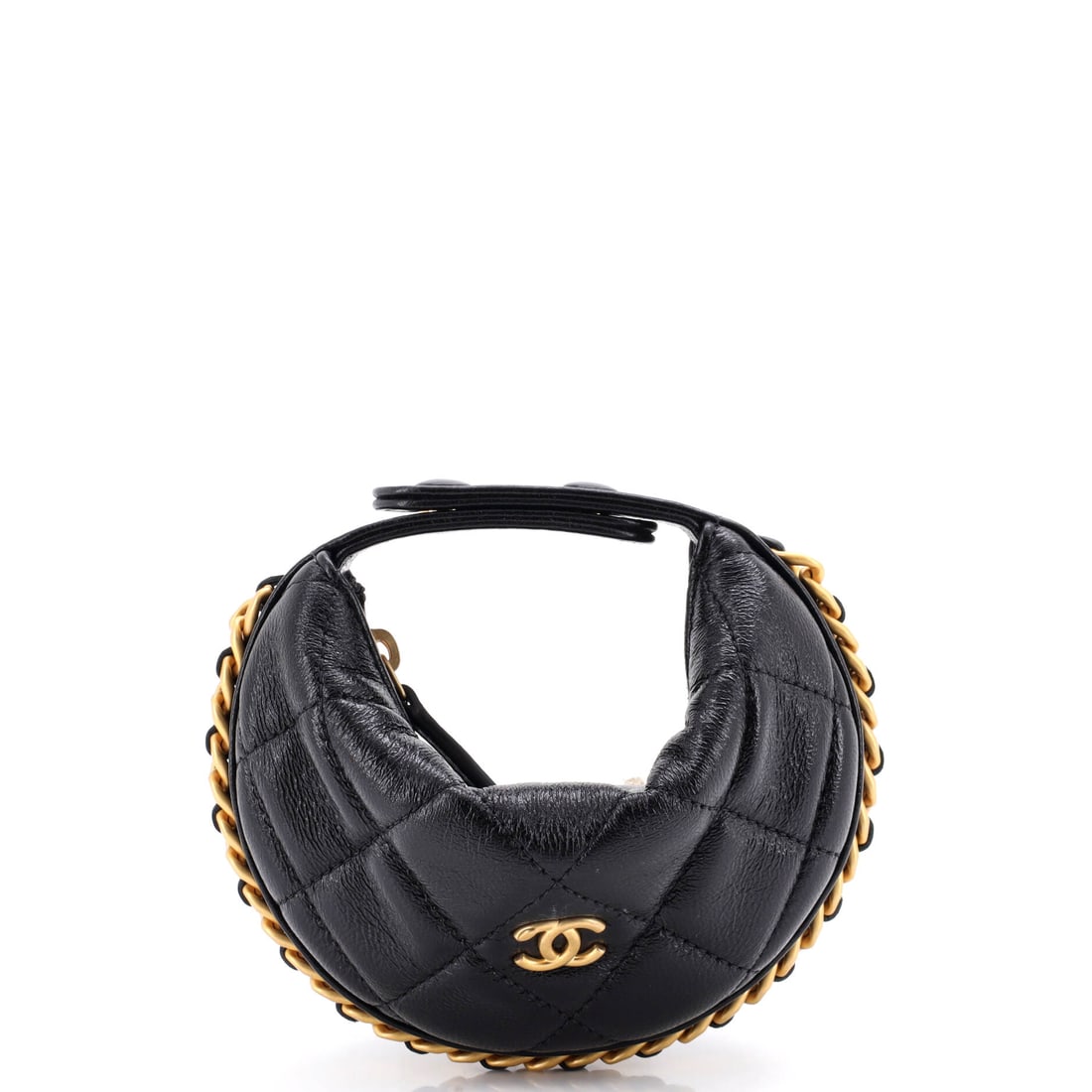 Chanel Chain Around Hobo Pouch Quilted Lambskin: An unstructured top is what makes this a hobo rather than a flap, letting the pouch mould to whatever it holds. The chain wrapping the perimeter keeps the edges defined while the body stays soft. Six 