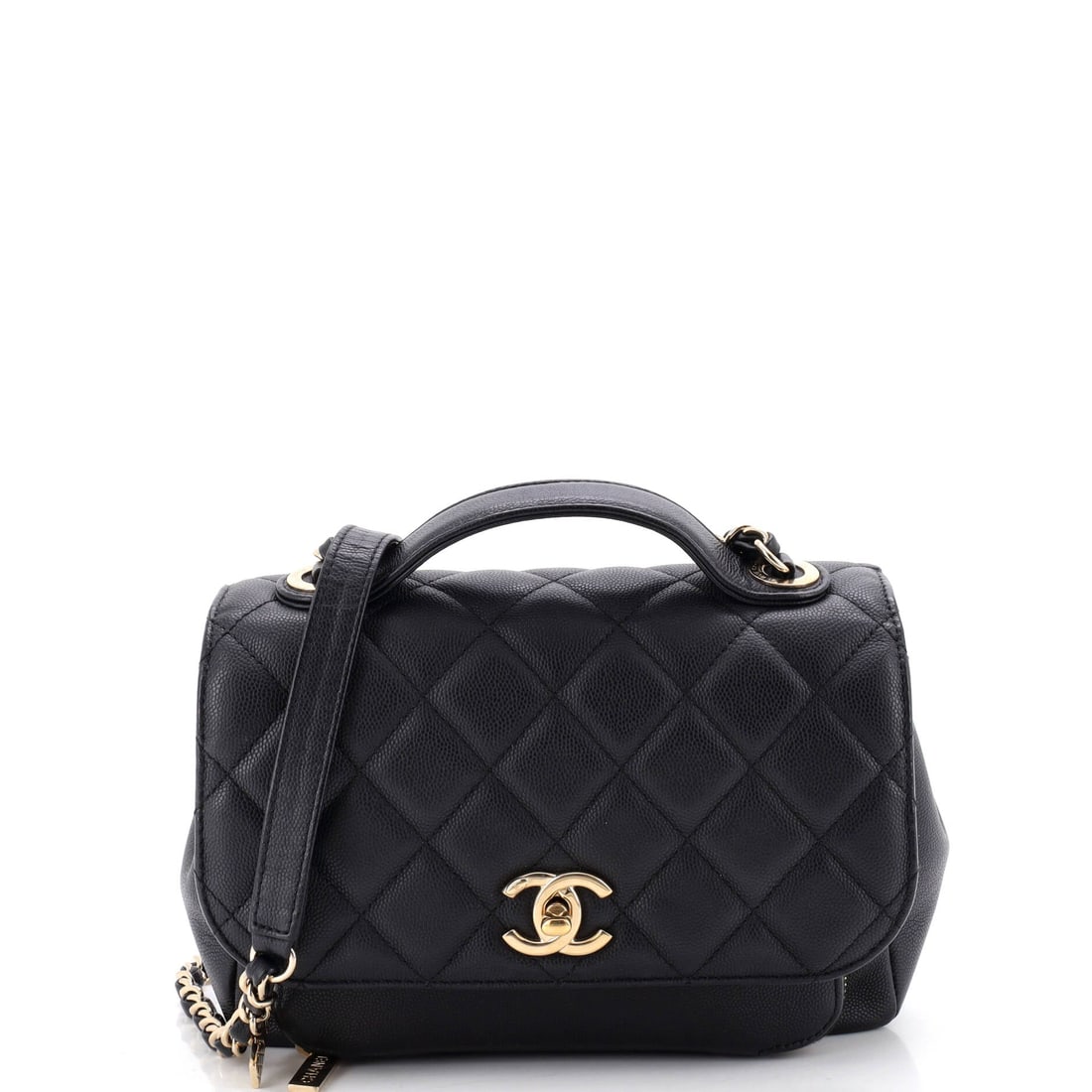 Chanel Business Affinity Flap Bag Quilted Caviar: The flap sits high on this Business Affinity, leaving the quilted caviar front to read as one clean panel. Its W 9 x H 6.5 x D 3 in body is the larger cut, useful for anyone who resents choosing betwe