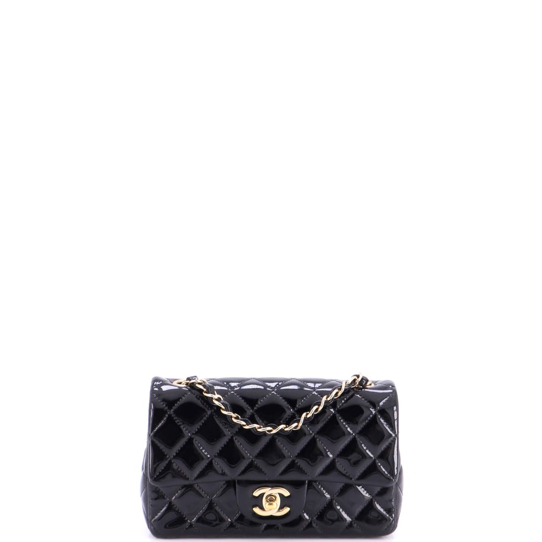 Chanel Classic Single Flap Bag Quilted Patent: Small-scale by design, this patent Classic Single Flap runs 7.5 inches across, 5 high and 2 deep, which places it firmly in dinner and evening use. The lacquered surface catches light along the diamon
