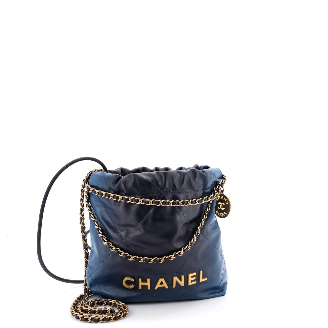 Chanel 22 Chain Hobo Quilted Shaded Calfskin: Capacity is the argument for the wider 22s, and this shaded calfskin example runs 8 inches across by 7.5 high, holding a wallet, phone and glasses at only 2.5 inches deep. It comes in at Grade B - Exc