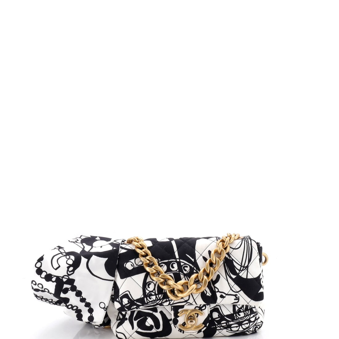 Chanel Deer Coco Flap Bag Quilted Printed Canvas: Printed canvas with a deer motif takes this flap well away from plain quilting, the print sitting over the diamonds rather than under them. At 7.5 by 5 inches with a 3 inch depth it is compact but pro