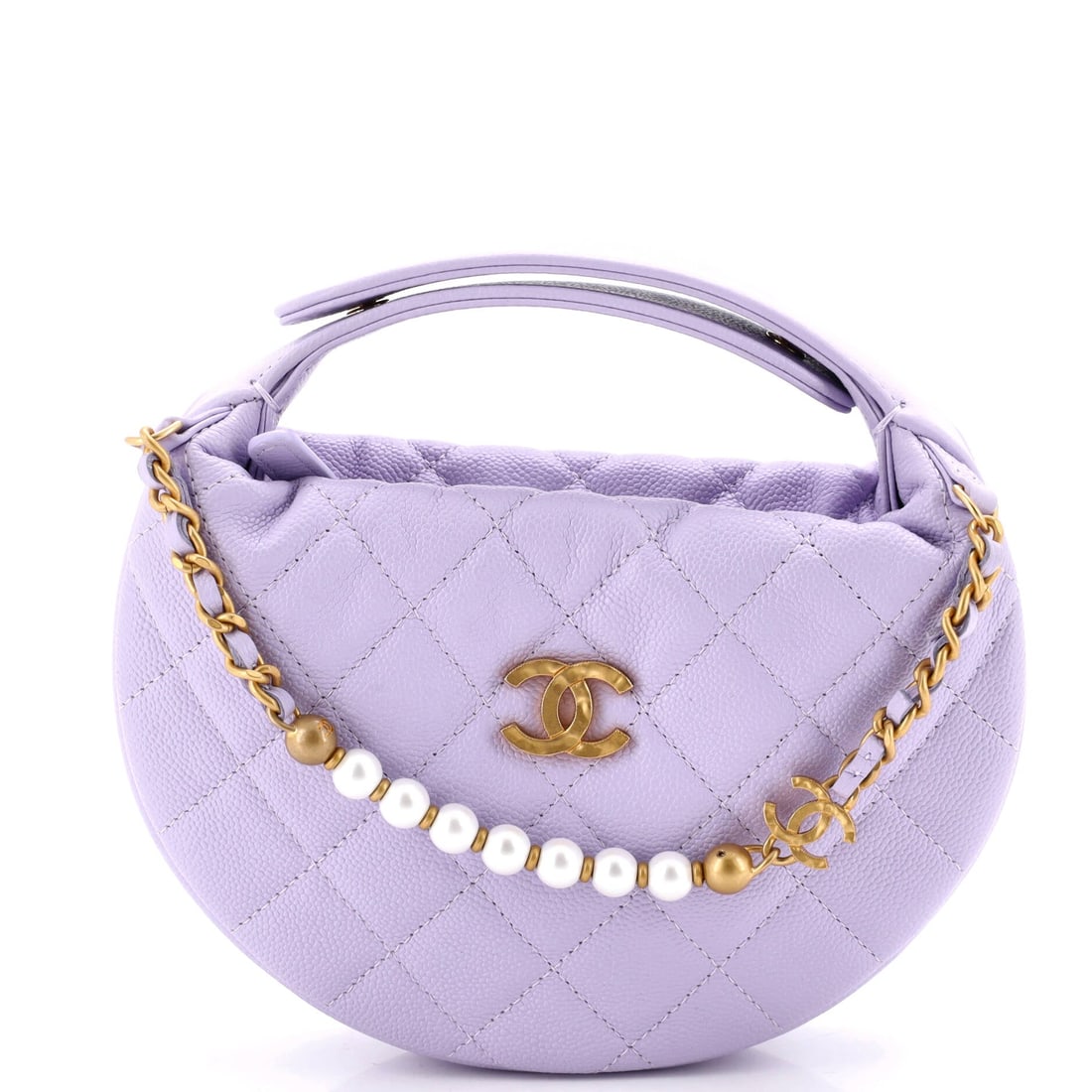Chanel Double Chain Bow Hobo Pouch Quilted Caviar: Chanel's Double Chain Bow Hobo Pouch behaves like a slouchy hobo rather than a structured flap, and the grained caviar keeps that softness under control. A width of 7 inches with 6.5 of height and 3 i