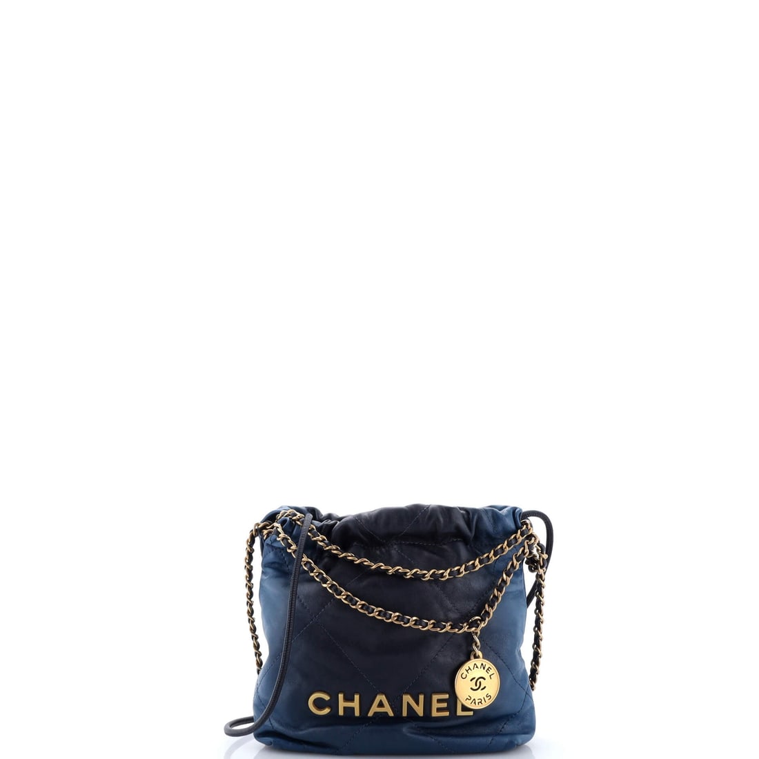 Chanel 22 Chain Hobo Quilted Shaded Calfskin: Tonal shading across the calfskin is the point of difference on this 22, moving the color as the quilted panels fold and release. It measures 7 inches wide by 7.5 high and 2.5 deep, a size that reads 