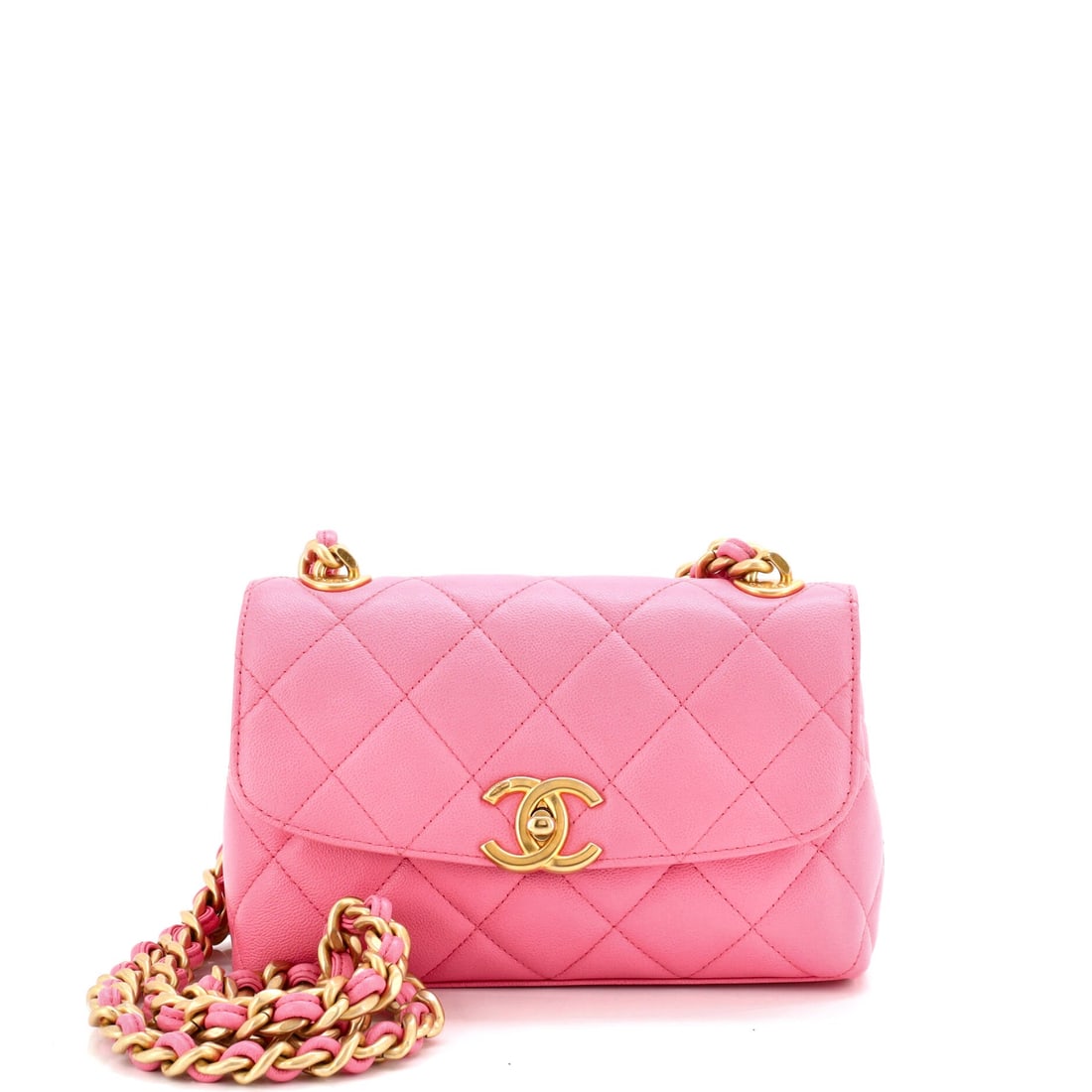 Chanel CC Rounded Flap Crossbody Bag Quilted Caviar: Curved flap edges are the signature of this crossbody, breaking from the hard rectangles that dominate the quilted line. Caviar takes crossbody friction better than lambskin, which matters on a bag de