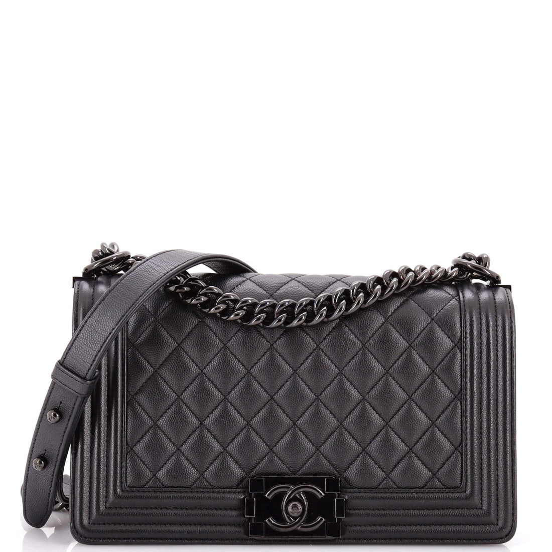 Chanel So Black Boy Flap Bag Quilted Caviar (1 of 6)