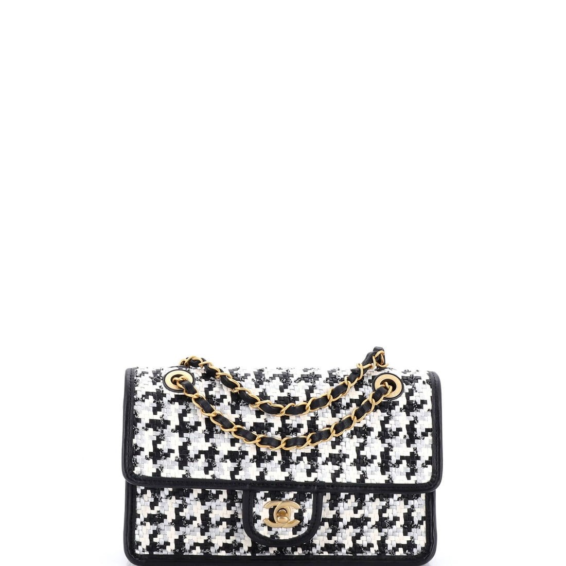 Chanel Classic Single Flap Bag Woven Lambskin and Viscose: Woven lambskin and viscose give a softer, more textile hand than plain quilting, and at 9.5 inches wide this is among the larger single flaps. A 6.5 inch height with 2.5 inches of depth makes it an en