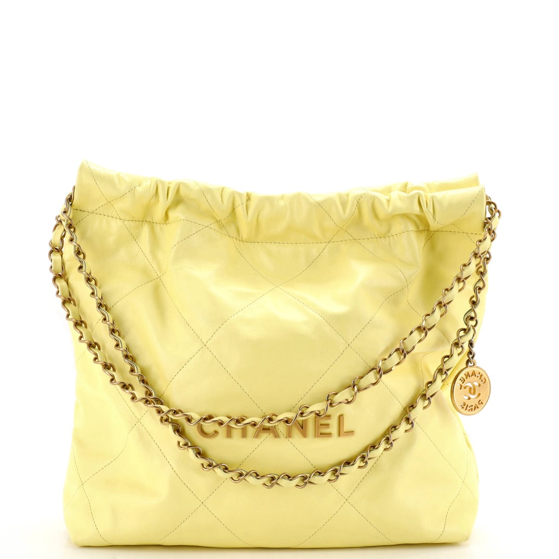 Chanel 22 Chain Hobo Quilted Calfskin: Slightly narrower than the standard medium at 11.5 in wide against a 12 in height, this quilted calfskin 22 reads a touch more upright. The 3 in gusset and 9 in handle drop keep it practical across a 
