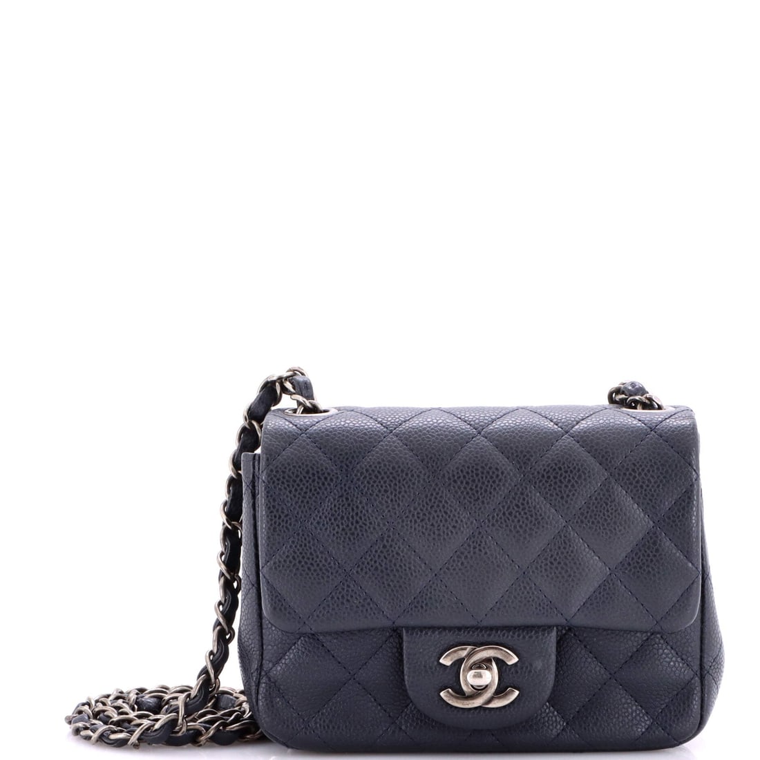 Chanel Square Classic Single Flap Bag Quilted Caviar: Square, single-flap and grained, the caviar edition of this shape suits a bidder who wants a small Chanel that survives real days. Measurements run 6.5 inches wide, 5 high and 3 deep. The 21 inch hand