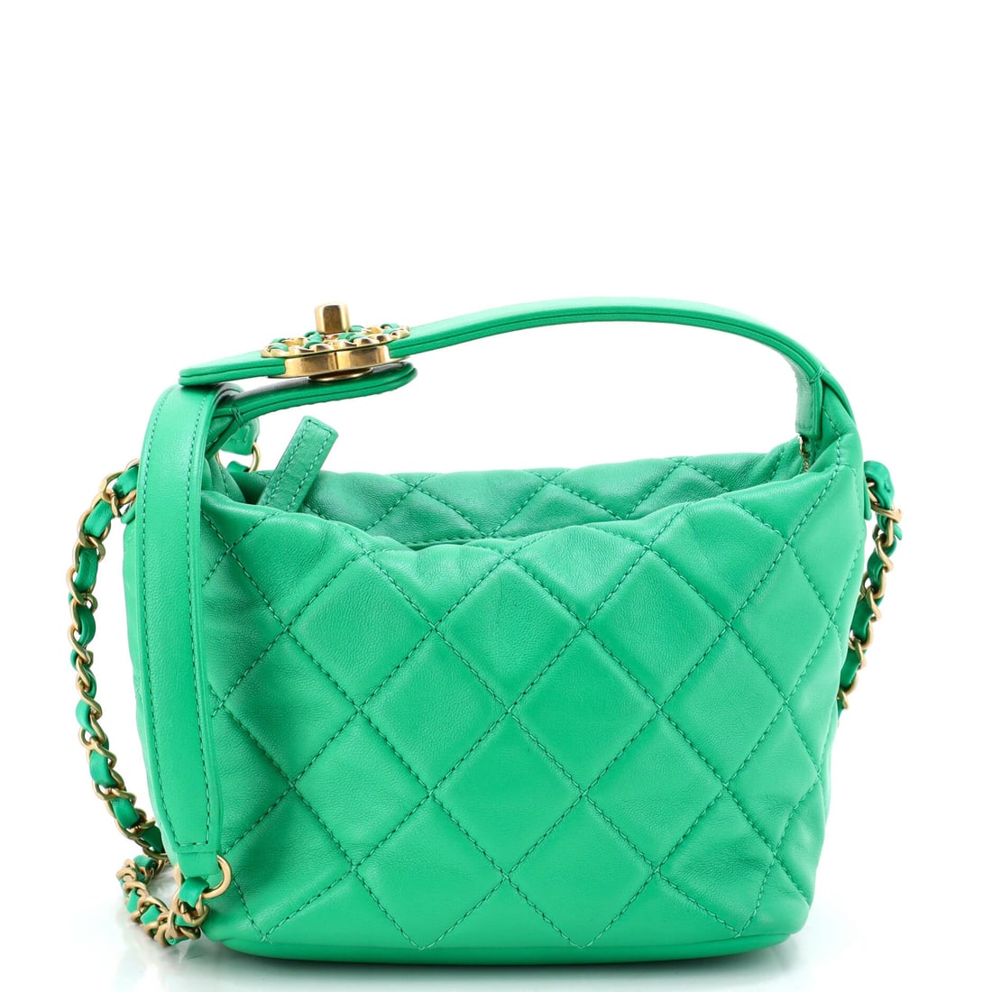 Chanel Perfect Meeting Hobo Quilted Lambskin: Nearly square in front at six by six inches, this Perfect Meeting hobo is the more compact of the two sizes and holds its shape better for it. Depth still runs a full five inches, so capacity is not t